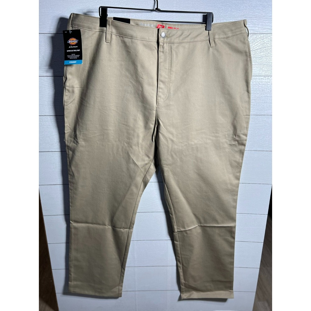 NWT Dickies Womens 40R Super Flex Straight Leg Twill Workwear Pants Beige 44x30